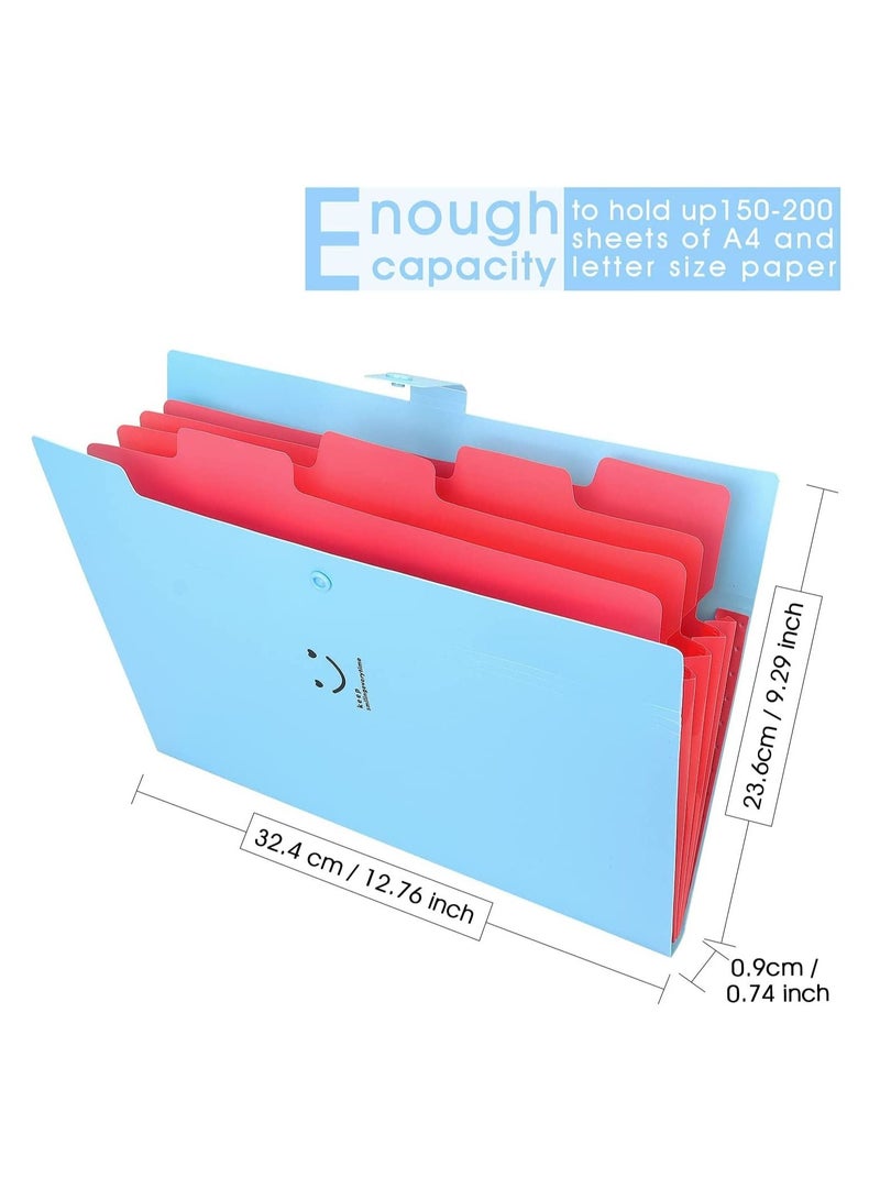 XiuWoo Expanding File Folders, 2 Pack Plastic Letter A4 Paper Organizer Folder with Labels Snap Closure, Cute Folders 5 Pockets for School Home Work Office - Image 5