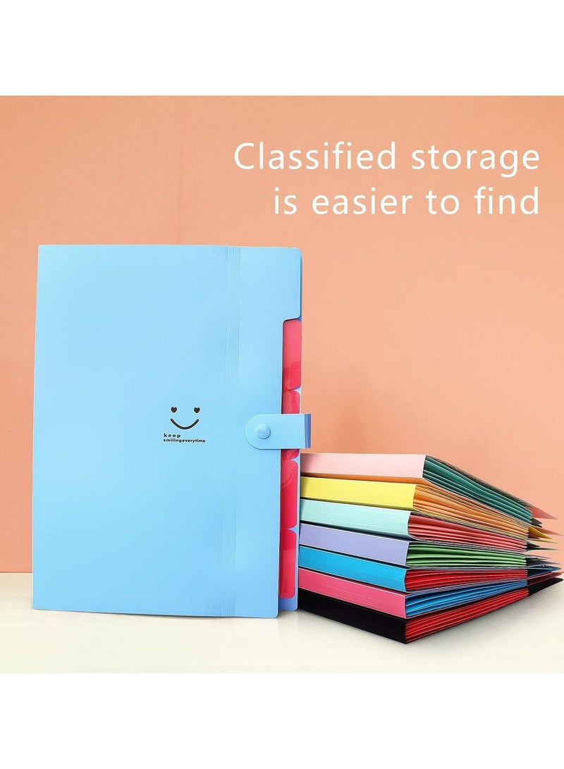 XiuWoo Expanding File Folders, 2 Pack Plastic Letter A4 Paper Organizer Folder with Labels Snap Closure, Cute Folders 5 Pockets for School Home Work Office - Image 3