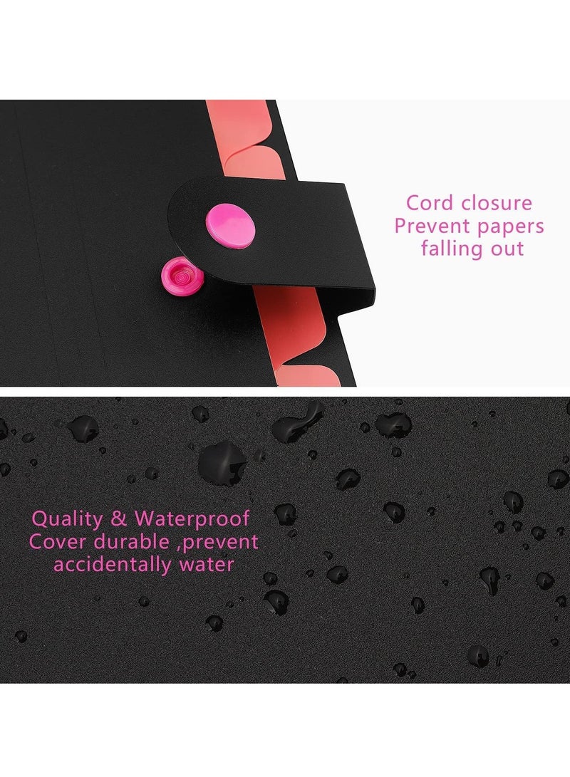 XiuWoo Expanding File Folders, 2 Pack Plastic Letter A4 Paper Organizer Folder with Labels Snap Closure, Cute Folders 5 Pockets for School Home Work Office - Image 2