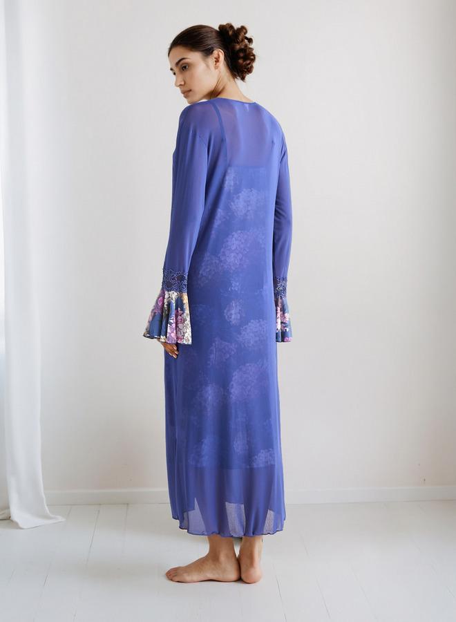 سبلاش فيڤ قميص نوم ميدي بفتحة صدر عميقة مع روب - Image 3