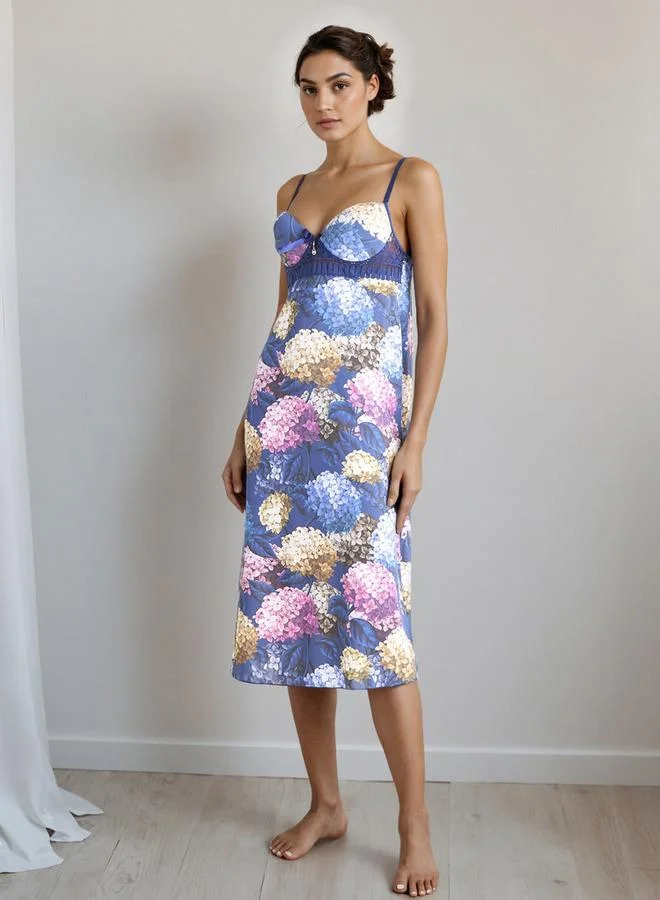 Splash FAV Nighty Midi Length with Plunge Neckline and Robe