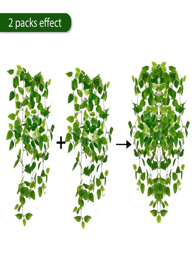 Freyalife 2pcs Fake Hanging Plants for Room Decor, Artificial Ivy Vines for Home Wall Bathroom Living Aesthetic Kitchen Office Patio Bookshelf, Indoor, Outdoor Decor(No Basket) - Image 3