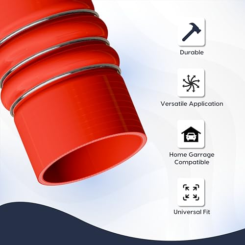 Endure 3.5"(89mm) Silicone Charge Air Cooler Hose, 4-Ply Reinforced Heavy Duty Intercooler CAC Hose, Length 6.3"(160mm), Thickness 0.2"(5mm) - Red - Image 3