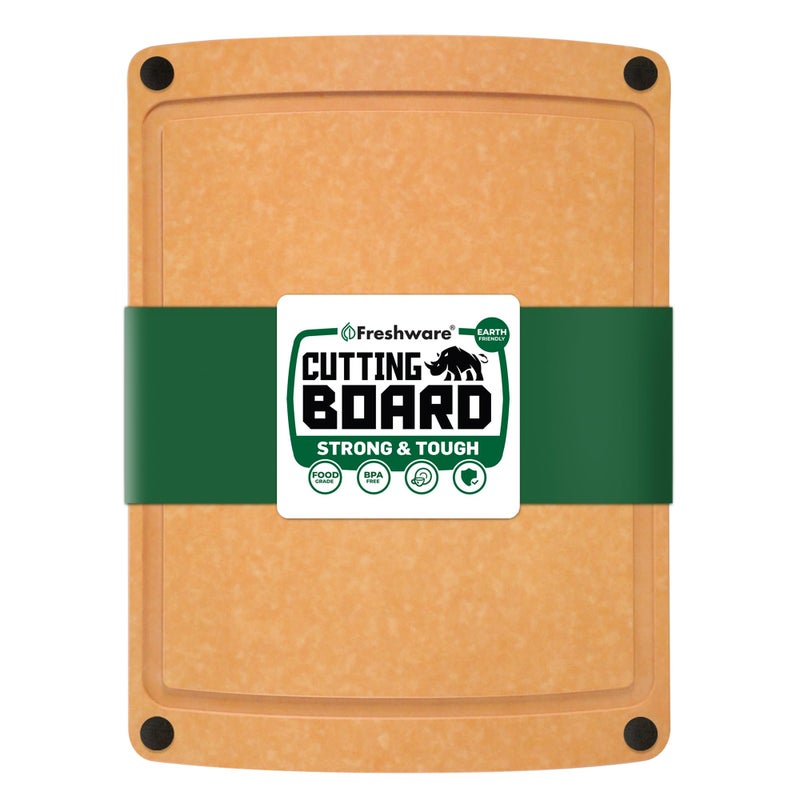 Freshware Cutting Board for Kitchen Wood Cutting Board with Juice Grooves Dishwasher Safe NonPorous BPA Free Medium Cutting Boards 15 x 1125inch Natural Slate - Image 2