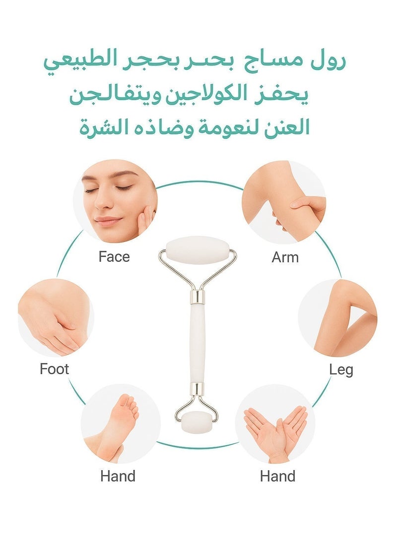 Double-sided crystal jade face massager, white gold - Image 4