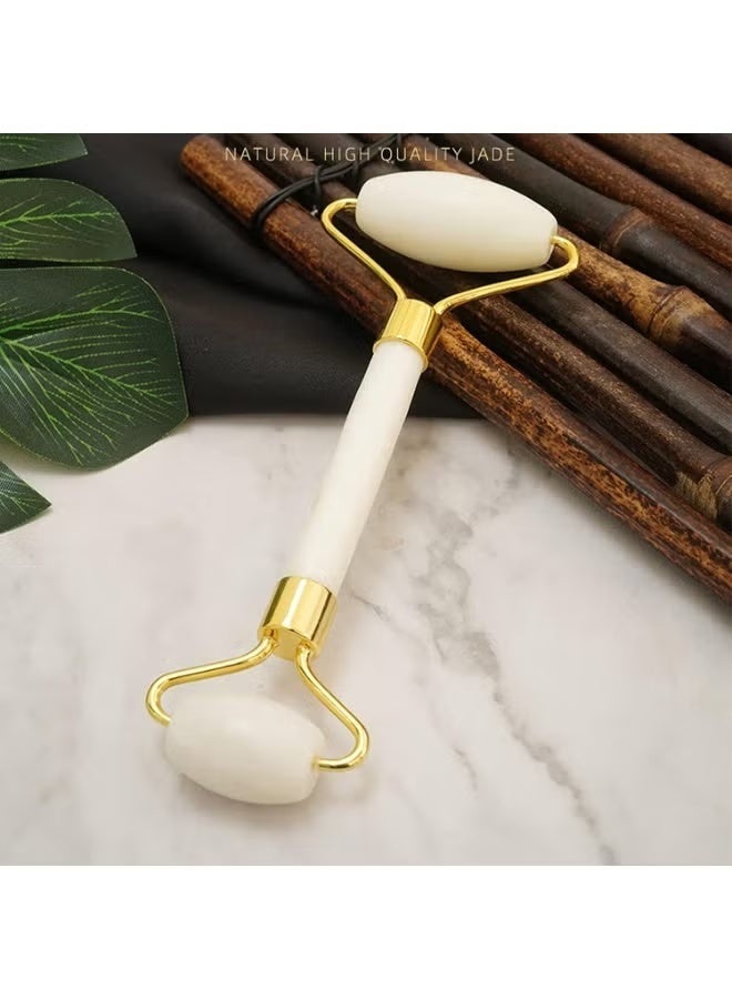 Double-sided crystal jade face massager, white gold - Image 1