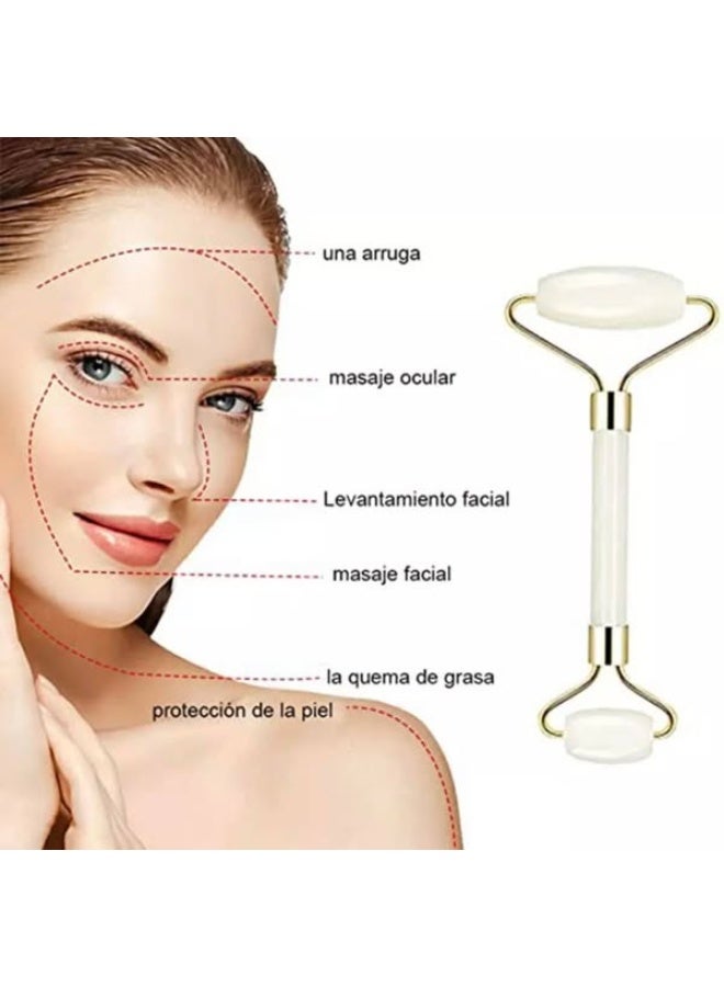 Double-sided crystal jade face massager, white gold - Image 2