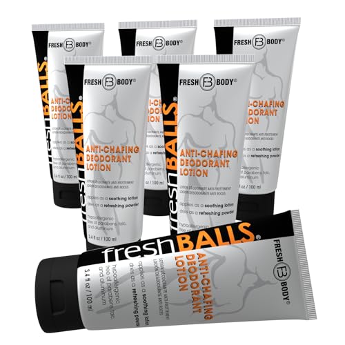 Fresh BALLS Deodorant Cream to Powder  Mens AntiChafing Lotion and Balls Deodorant Hygiene for Groin Area 34 fl oz Pack of 6