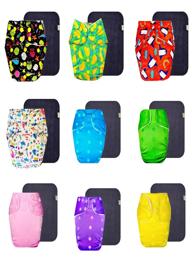 Dumbledo Premium Cloth Diaper with Gray Insert (Pack of 9) | Dry Feel and Comfortable | Breathable | Travel Friendly | Perfect for Indian Summers | 3 Months - 3 Years | Unisex Baby - Image 1