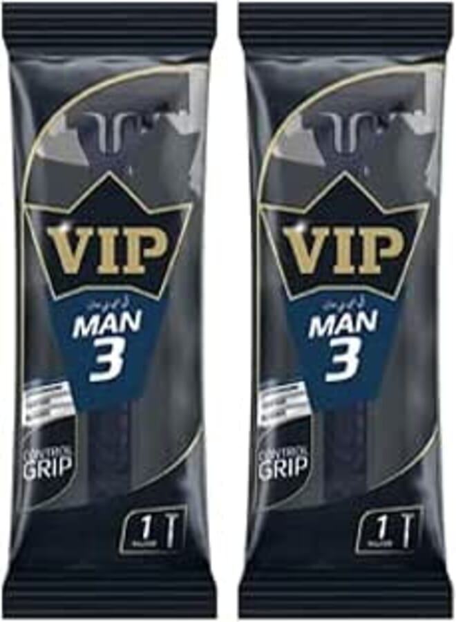 VIP MAN 3 BLADES DISPOSABLE BODY SHAVING RAZOR, Pack of 2