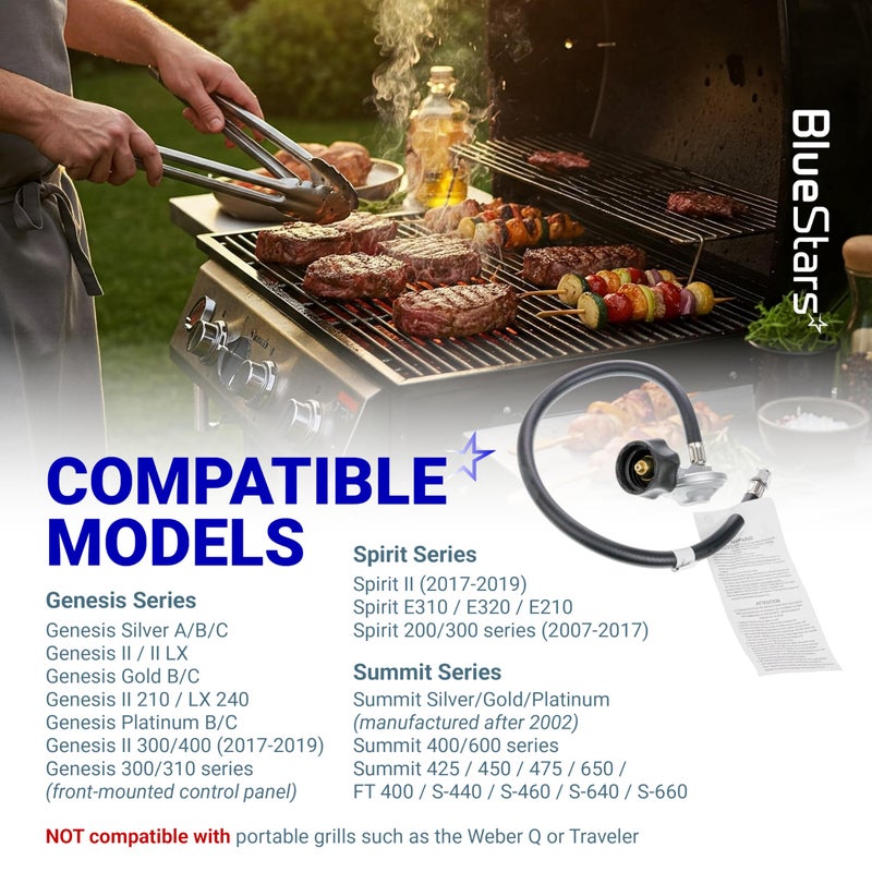 BlueStars [CSA Certified] 25" for Weber Hose and Regulator Kit, Fit for Spirit II (2017-2019), Spirit E310 E320 E210, Genesis II 210/LX 240, Genesis II 300/400 (2017-2019), for Weber 67069 69891 - Image 3