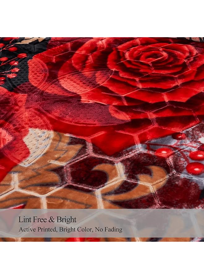 erorex Fleece Blanket Plush King Size 85 Inch X 93 Inch 10Lb Korean Style Mink Blanket Silky Soft Warm And Breathable 2 Ply A And B Printed Raschel Black Rose - Image 5