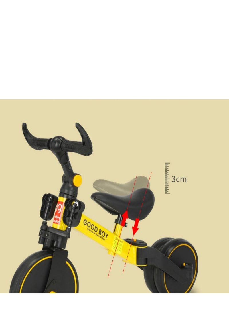 PENG GENERAL 3-in-1 Convertible Kids Tricycle Balance Bike (Yellow)  - Image 4