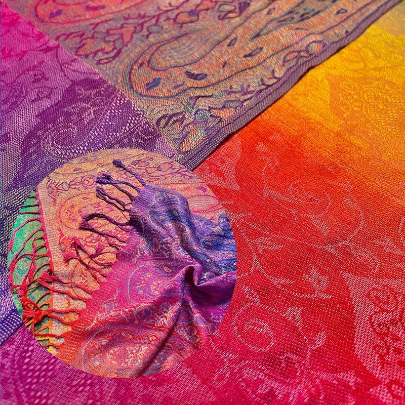 WMM Fashion Women's Silk Scarf Luxury Satin Shawl Wraps pink - Image 5