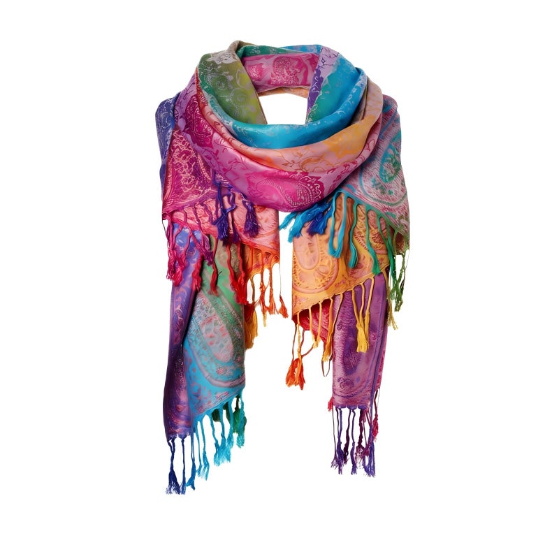 WMM Fashion Women's Silk Scarf Luxury Satin Shawl Wraps pink - Image 1