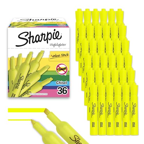 Sharpie Tank Style Highlighters Chisel Tip Fluorescent Yellow 36 Count - Image 1