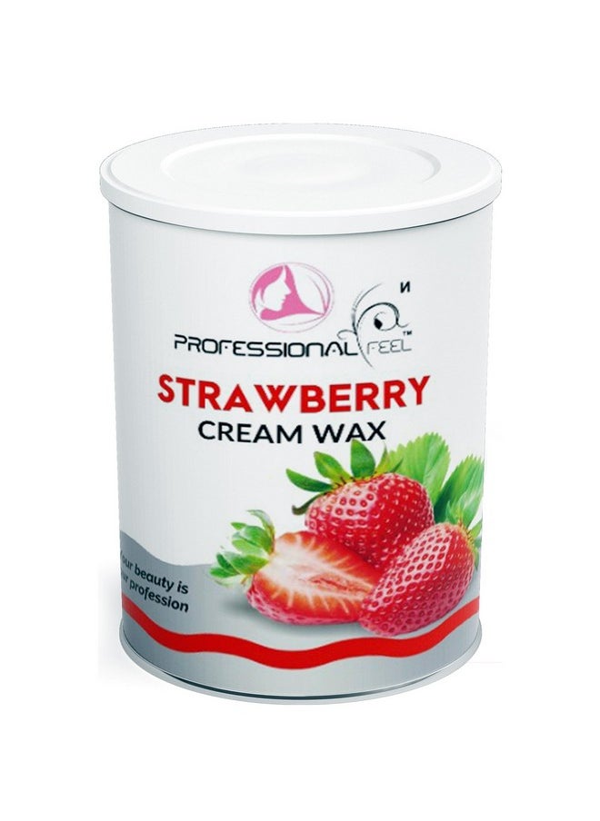 professional feel - Strawberry Cream Wax With Wax Strips, Hydro Soluble Wax For Face, Upper Lips, Arms, Legs, Bikini Line, Underarms And Full Body (800 Grams) - Image 1