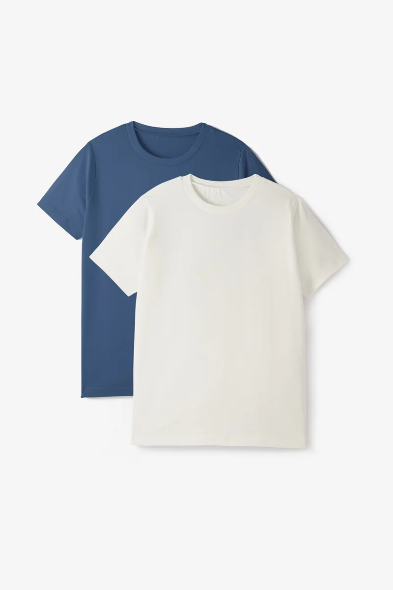 JUNE Unisex Kids Pack Short Sleeve 2-Pack Plain T-Shirt