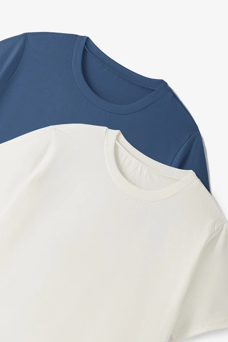 JUNE Unisex Kids Pack Short Sleeve 2-Pack Plain T-Shirt