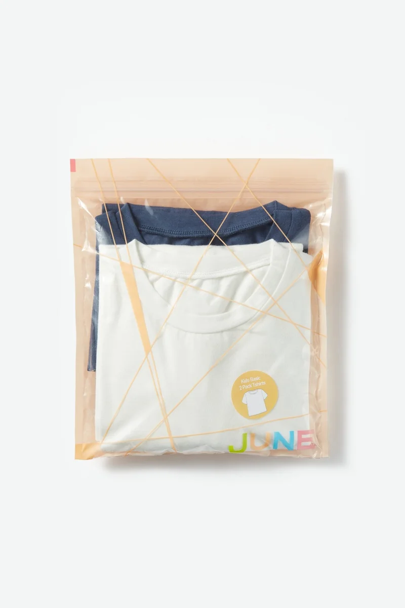 JUNE Unisex Kids Pack Short Sleeve 2-Pack Plain T-Shirt