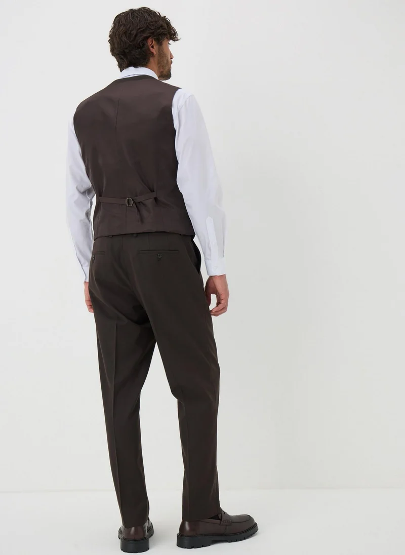 Matalan Taylor & Wright Menton Brown Twill Waistcoat