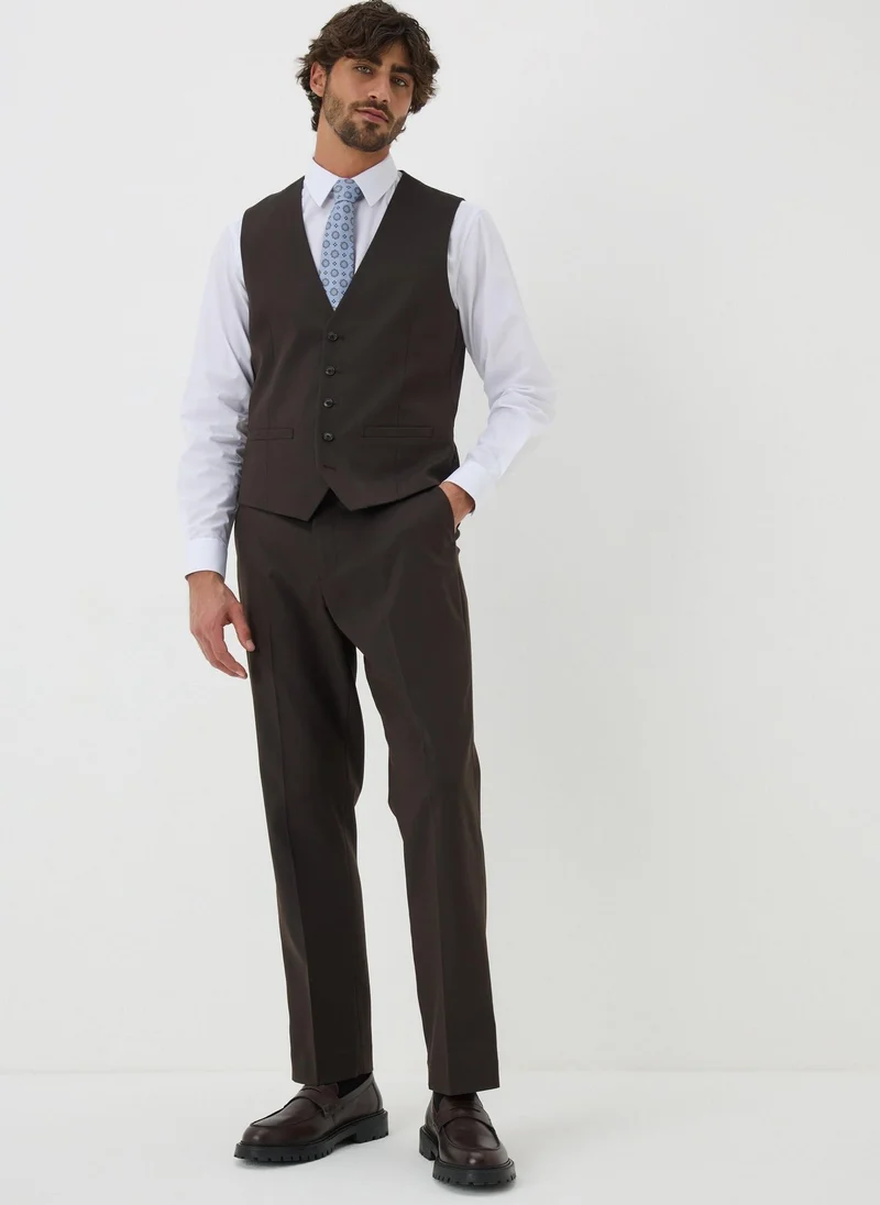 Matalan Taylor & Wright Menton Brown Twill Waistcoat