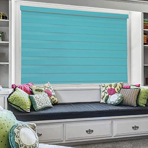 ZEBRA BLINDS Polyester Curtain Blinds for Windows and Doors with Dual Shade, Horizontal Stripes, Sheer and Solid Fabric, Light Control/Blackout Blinds, Waterproof (Blue) Width 50XHEIGHT 130CM - Image 2