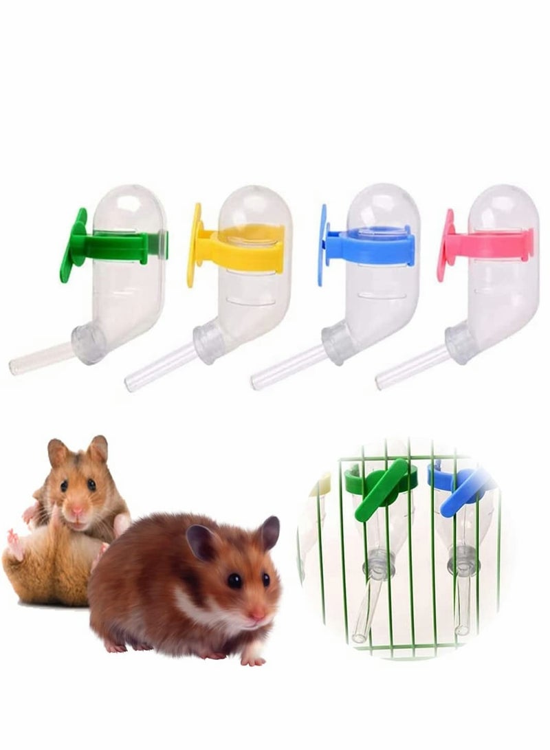 KASTWAVE زجاجة مياه شرب لقفص الهامستر 4 قطع بدون تسرب موزع مياه للحيوانات الصغيرة موزع مياه تلقائي وعاء طعام للحيوانات الأليفة للببغاء والفئران والجرذان والجربيل 60 مل نمط مختلط - Image 1