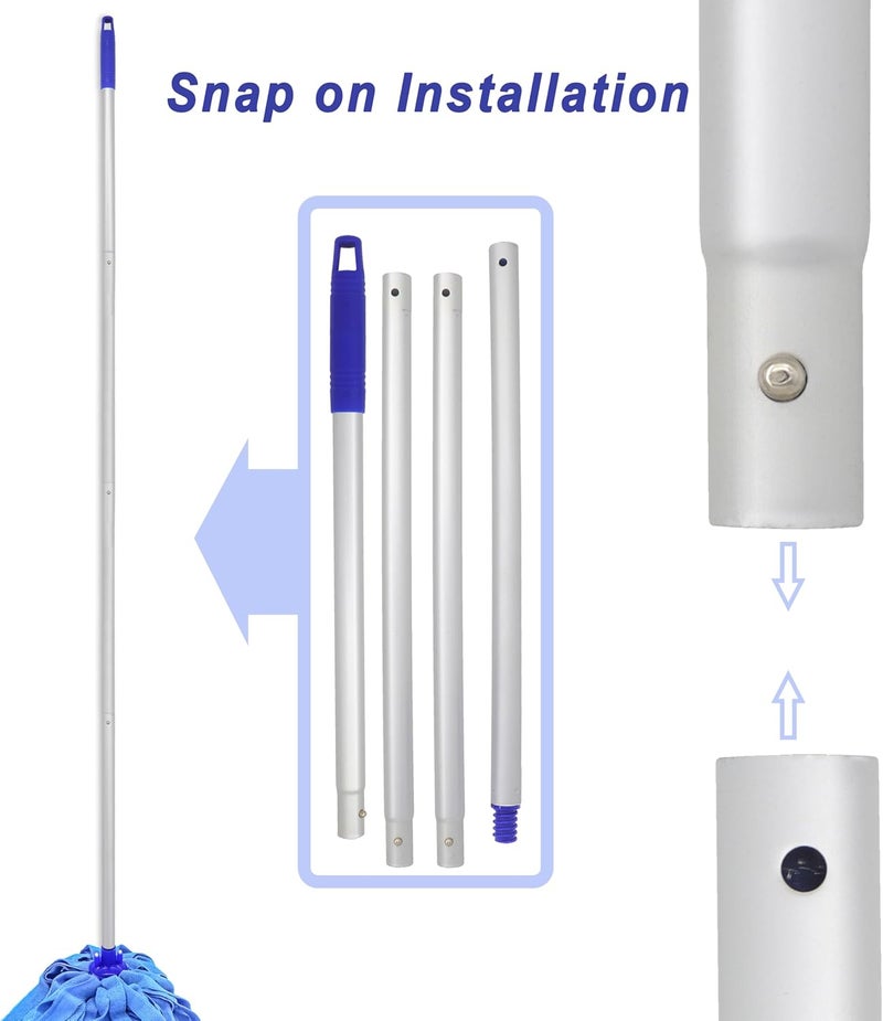 EaseYourDay 4-Section Lightweight Aluminum Alloy Pole Mop Replacement Handle Compatible with All Screw On American Threading System - Image 5