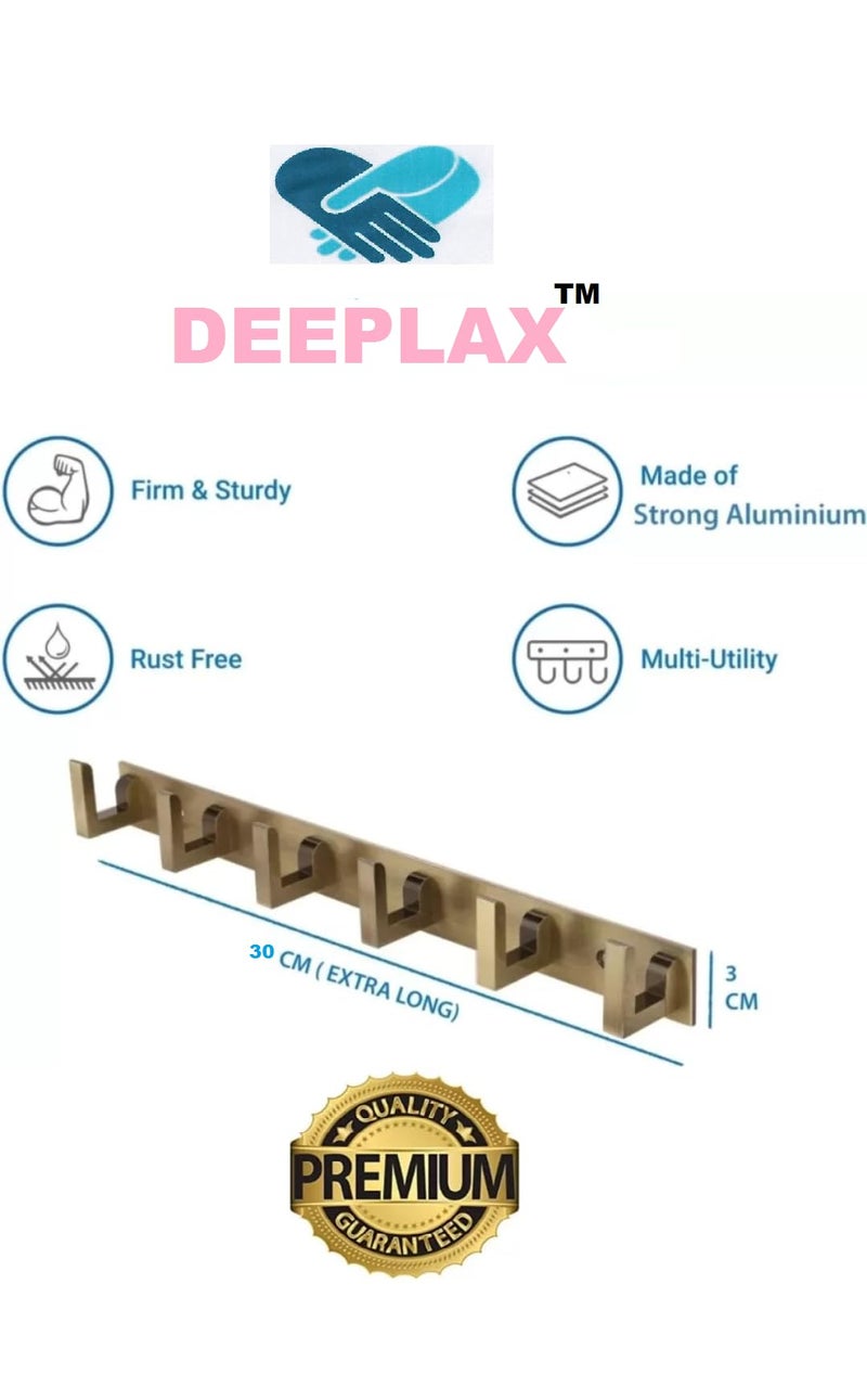 Deeplax FLT Heavy Duty 6 Pin Bathroom Cloth Hooks, Door Hanger, Wall Hooks Rail for Hanging Clothes and Keys, Bathroom Accessories (Entique Glossy Brass Finish, (Pack of 5) - Image 4