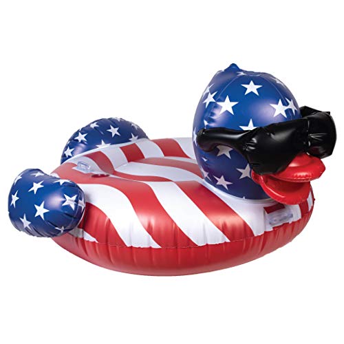 GAME 51418-BB Derby Duck Stars & Stripes, Large, Holds Up to 250 Pounds Pool Float, Multi - Image 1