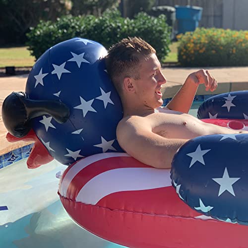 GAME 51418-BB Derby Duck Stars & Stripes, Large, Holds Up to 250 Pounds Pool Float, Multi - Image 4
