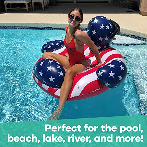 GAME 51418-BB Derby Duck Stars & Stripes, Large, Holds Up to 250 Pounds Pool Float, Multi - Image 3