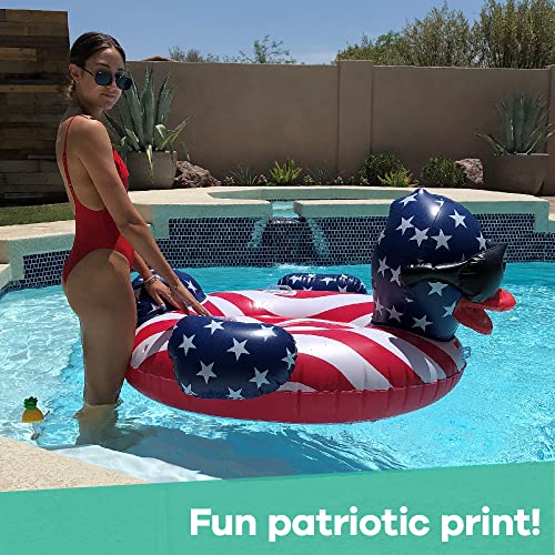GAME 51418-BB Derby Duck Stars & Stripes, Large, Holds Up to 250 Pounds Pool Float, Multi - Image 5