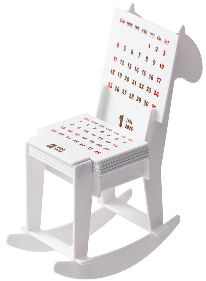 TNDCKP Cute Small Desk Calendar 2026,horse chair shape 2026 Standing Mini Desk Calendar- Monthly Desktop Calendar- PS plastic material-Twin printing- for Home or Office (WHITE) - Image 1