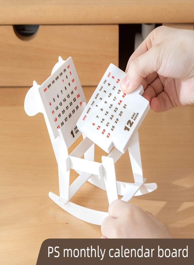 TNDCKP Cute Small Desk Calendar 2026,horse chair shape 2026 Standing Mini Desk Calendar- Monthly Desktop Calendar- PS plastic material-Twin printing- for Home or Office (WHITE) - Image 3