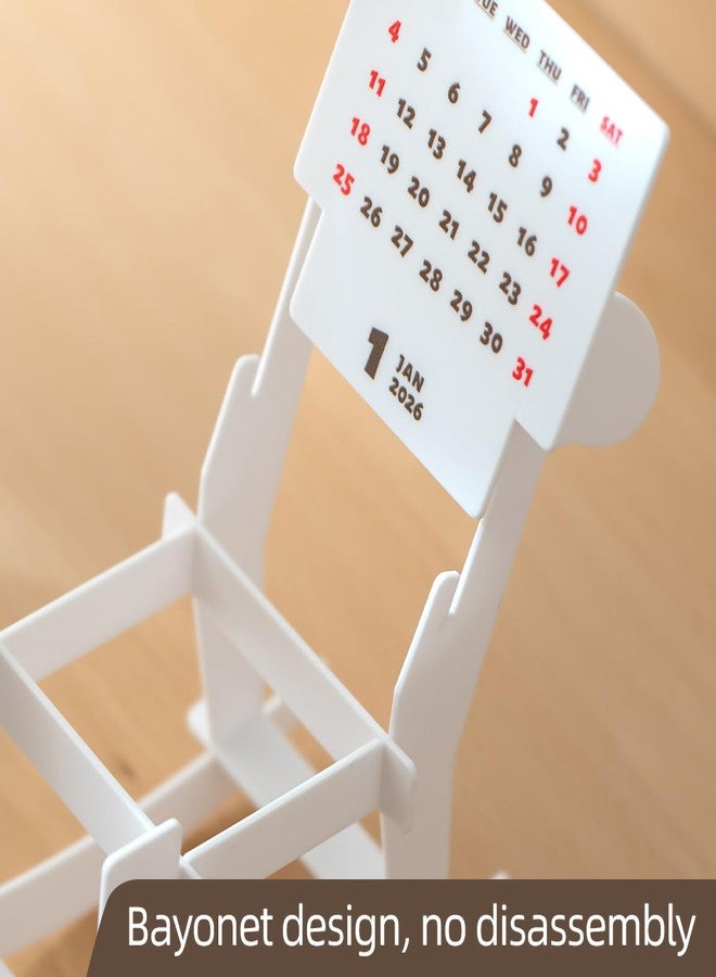 TNDCKP Cute Small Desk Calendar 2026,horse chair shape 2026 Standing Mini Desk Calendar- Monthly Desktop Calendar- PS plastic material-Twin printing- for Home or Office (WHITE) - Image 4