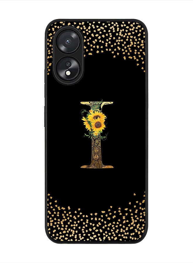 Stylizedd Rugged Black Edge case for Oppo A18 / Oppo A38, Slim fit Soft Case Custom Monogram Initial Letter Mandala Floral Pattern Alphabet-I (Black) - Image 1