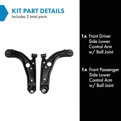 TRQ Front Lower Control Arm with Ball Joint Set Compatible with 2012-2017 Fiat 500 - Image 2