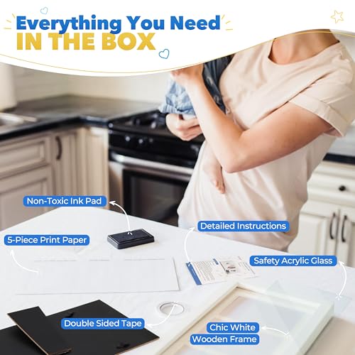 Bubzi Co Baby Handprint Kit & Footprint Photo Frame for Newborn Girls and Boys, Unique Baby Shower Gifts Set for Registry, Memorable Keepsake Decorations for Room Wall or Nursery Decor (White) - Image 2