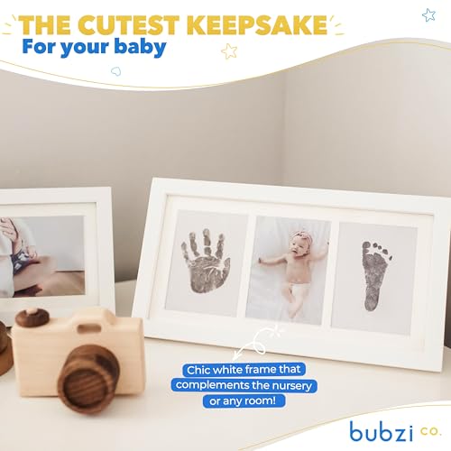 Bubzi Co Baby Handprint Kit & Footprint Photo Frame for Newborn Girls and Boys, Unique Baby Shower Gifts Set for Registry, Memorable Keepsake Decorations for Room Wall or Nursery Decor (White) - Image 5
