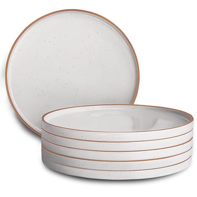 Mora 10.5-inch Porcelain Dinner Plate Set of 6 - Microwave/Oven/Dishwasher Safe, Scratch Resistant, Vanilla White