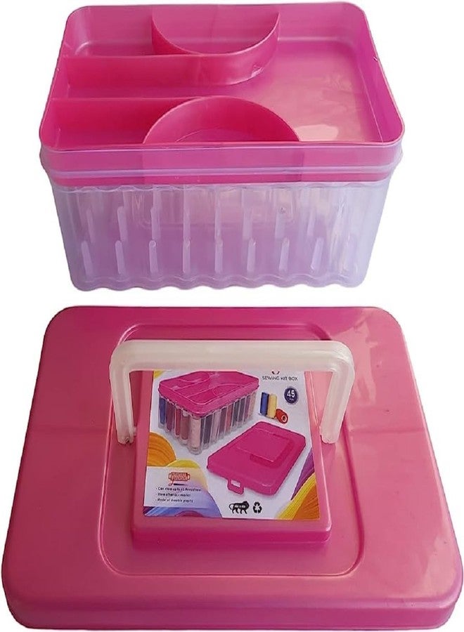 DAIDSUKE® Fiber Plastic Big Size 90 Degree 45 Reels Sewing Supplies Spools Organizer Rectangular Tailoring Accessories Box with 27 Needle Set Thread Button Storage Empty Box (Multi Color) - Image 5