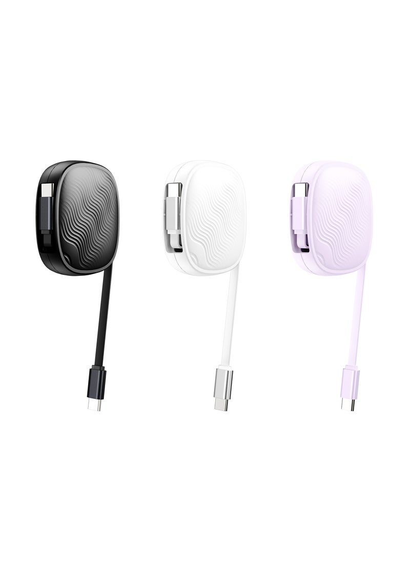 iOsuite - iOsuite TPE Retractable Cable (USB-C) TO (USB-C) 60W - 1.0M - White - DC100 - Image 1