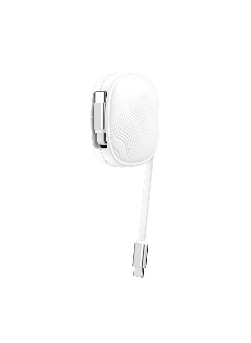 اى او سويت كابل iOsuite USB-C إلى USB-C قابل للسحب بقدرة 60 واط، شحن فائق السرعة، طول 1 متر، تصميم محمول، متوافق مع هواتف أندرويد واللابتوب والأجهزة اللوحية – أبيض - Image 2