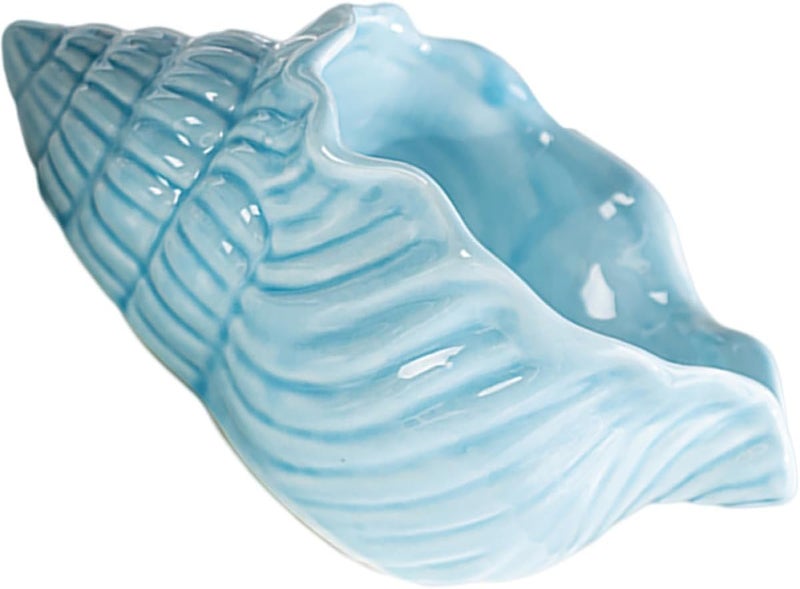 Ceramic Conch Ashtray Small Blue Shell Smooth Surface Decorative Cigarette Butt Holder for Living Room Tabletop Indoor Use - Image 1