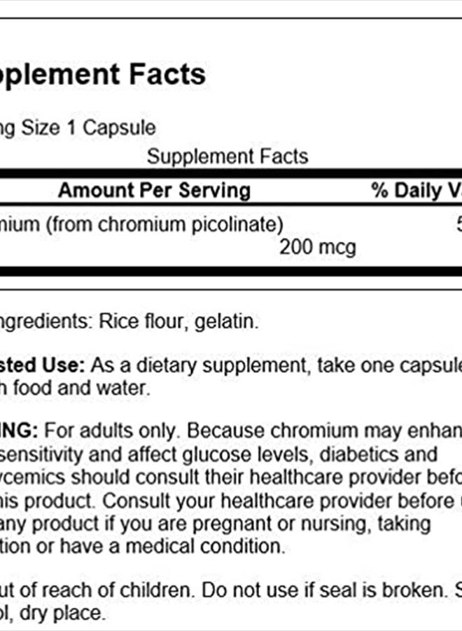 SWANSON كروم بيكولينات - مكمل طبيعي يعزز الأيض وإدارة الوزن - يدعم مستويات السكر في الدم الصحية ضمن النطاق الطبيعي - (200 كبسولة، 200 ميكروغرام لكل منها) - Image 3