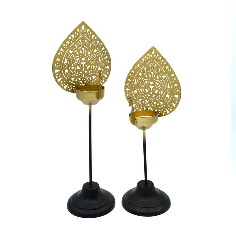 Puja N Pujari Puja N Pujari Metal Peacock Design Tea Light Candle Holder Set of 2  - Image 3