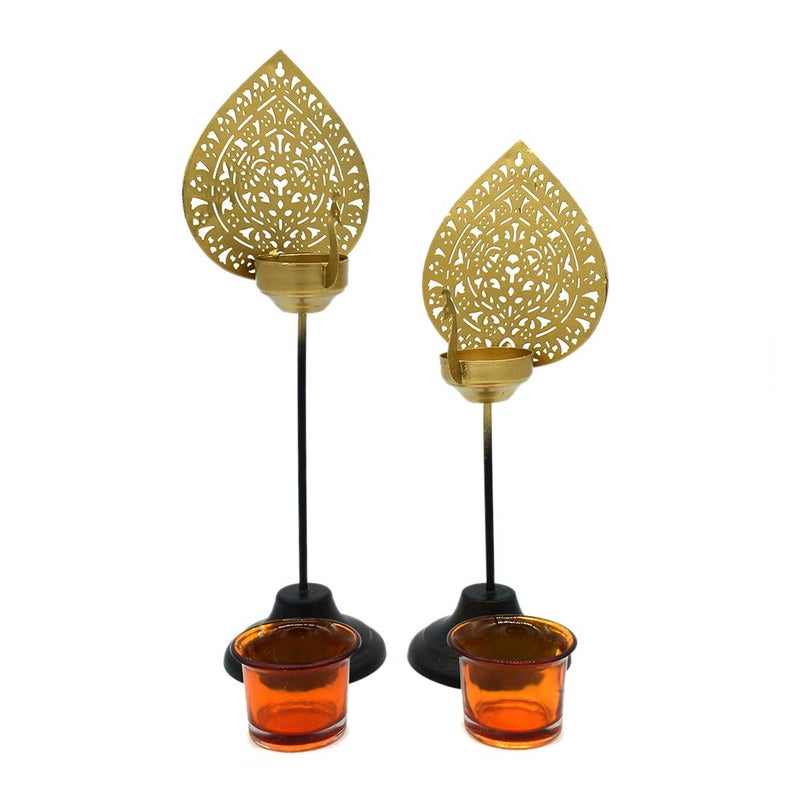 Puja N Pujari Puja N Pujari Metal Peacock Design Tea Light Candle Holder Set of 2  - Image 2