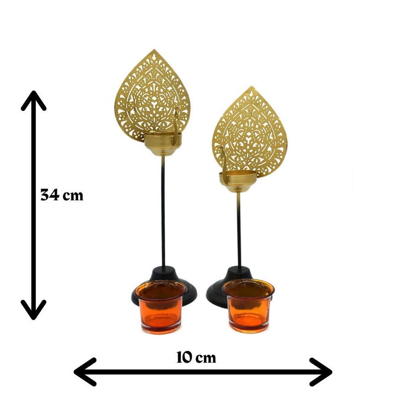 Puja N Pujari Puja N Pujari Metal Peacock Design Tea Light Candle Holder Set of 2  - Image 5